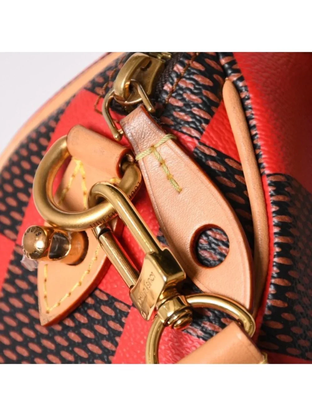 Louis Vuitton Speedy Bandouliere 18 Rouge Damier Pop Brown Red Handbag